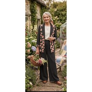 VTG Carole Little 2-Pc Set NWT Floral Polka Dot Jacket Pants Grandma Core Large